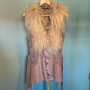 Courage.b wool vest with fur accent